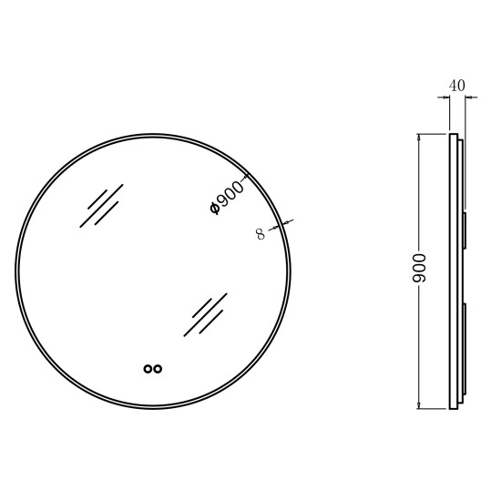 900mm Backlit Yellow Gold Frame Round LED Mirror with Motion Sensor Switch